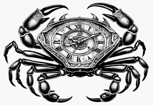 Zodiac crab with clock tattoo idea
