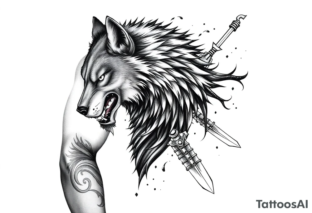 Hyper realistic Wolf, Samurai tattoo idea