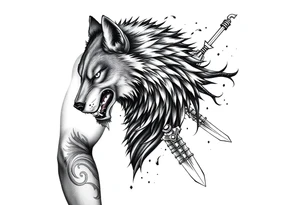Hyper realistic Wolf, Samurai tattoo idea
