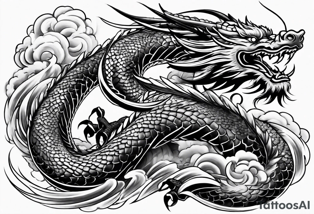 Brushstroke oriental dragon for a inner forearm tattoo idea