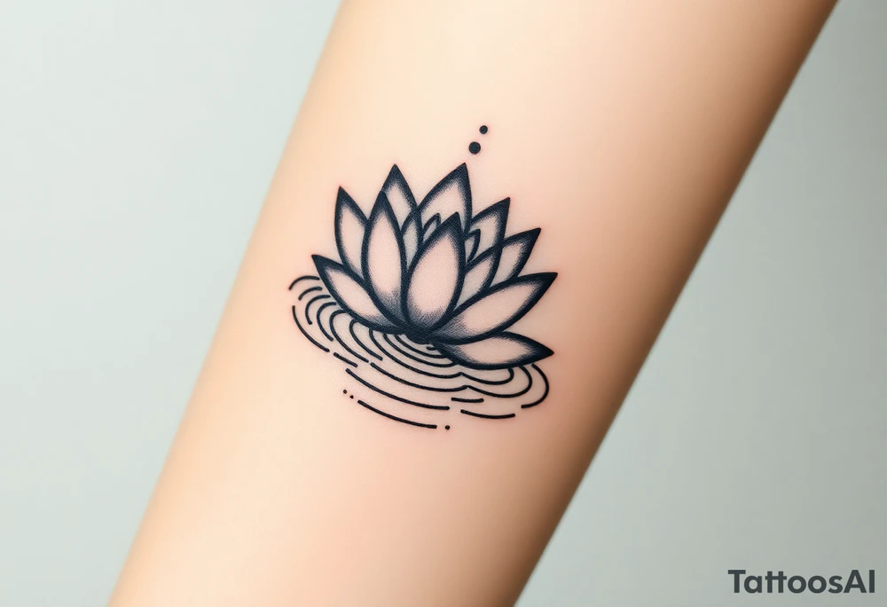 serene lotus flower emerging from sacred waters with ripples tattoo idea