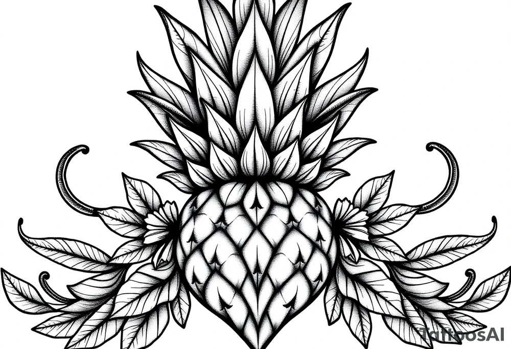 Majestic crown pineapple vagina, anus tattoo idea