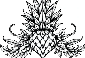 Majestic crown pineapple vagina, anus tattoo idea