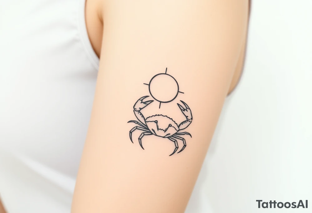 Rose and sun and crab tattoo idea