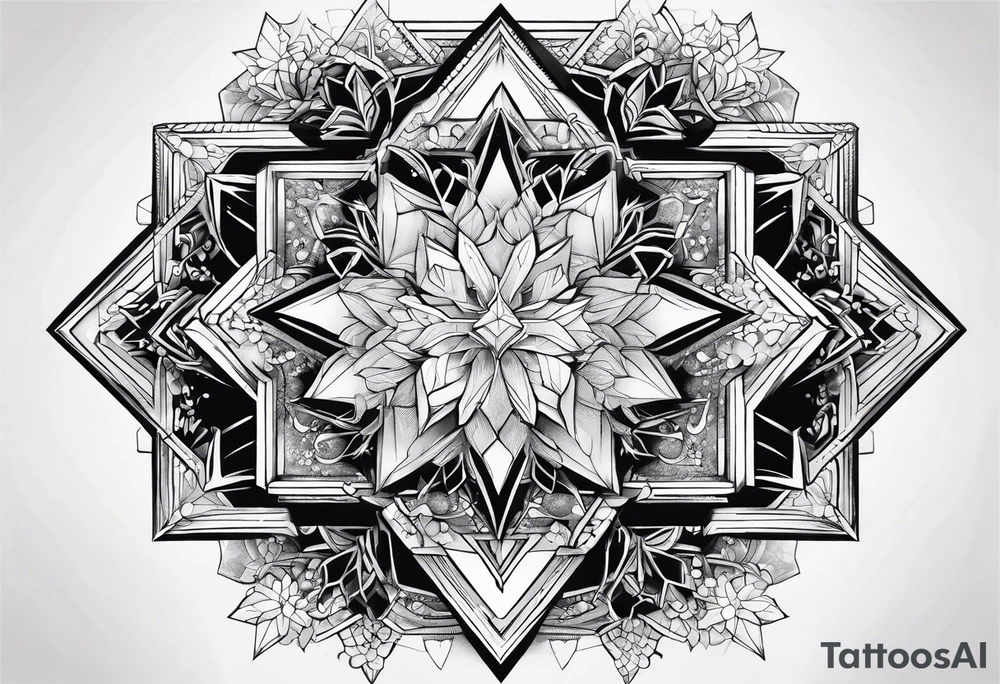 Hexagon linked snow crystal cloud tattoo idea