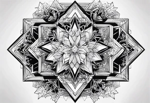 Hexagon linked snow crystal cloud tattoo idea