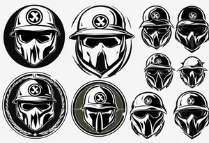 wu tang logo and army helmet in circle tattoo idea