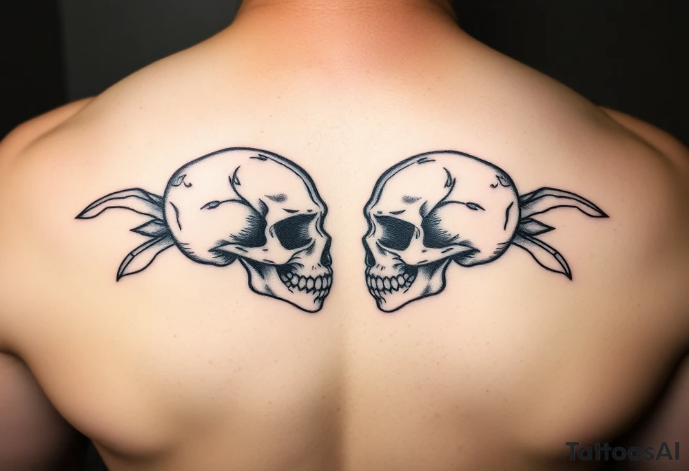 kissing skulls tattoo idea