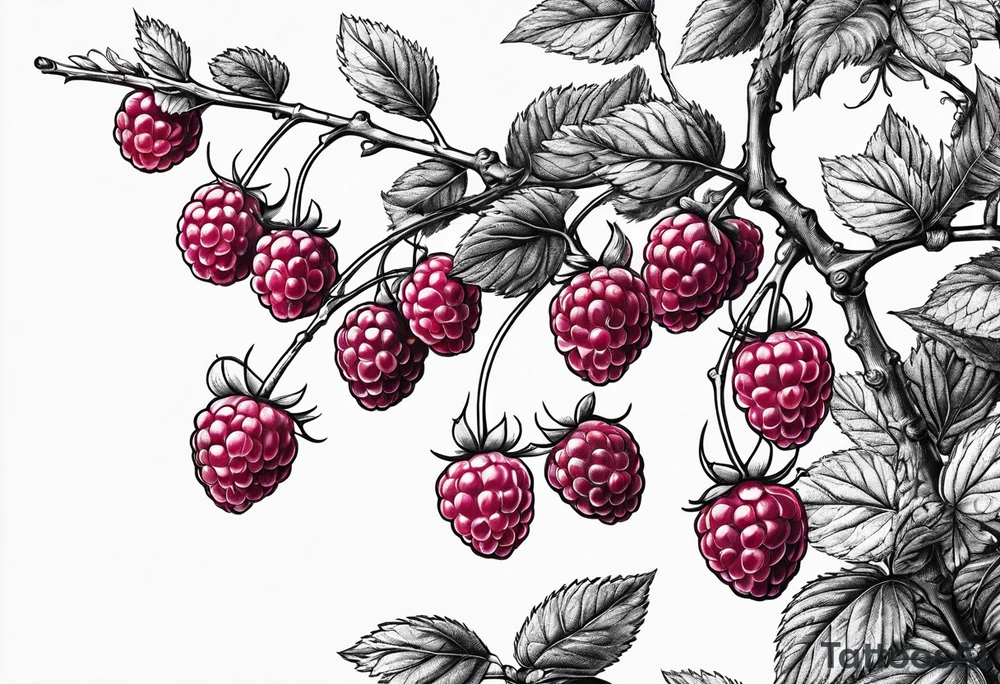 a small skinny raspberry branch that is hanging vertically and tattoo idea