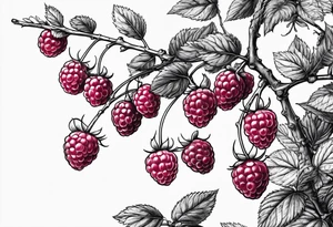 a small skinny raspberry branch that is hanging vertically and tattoo idea