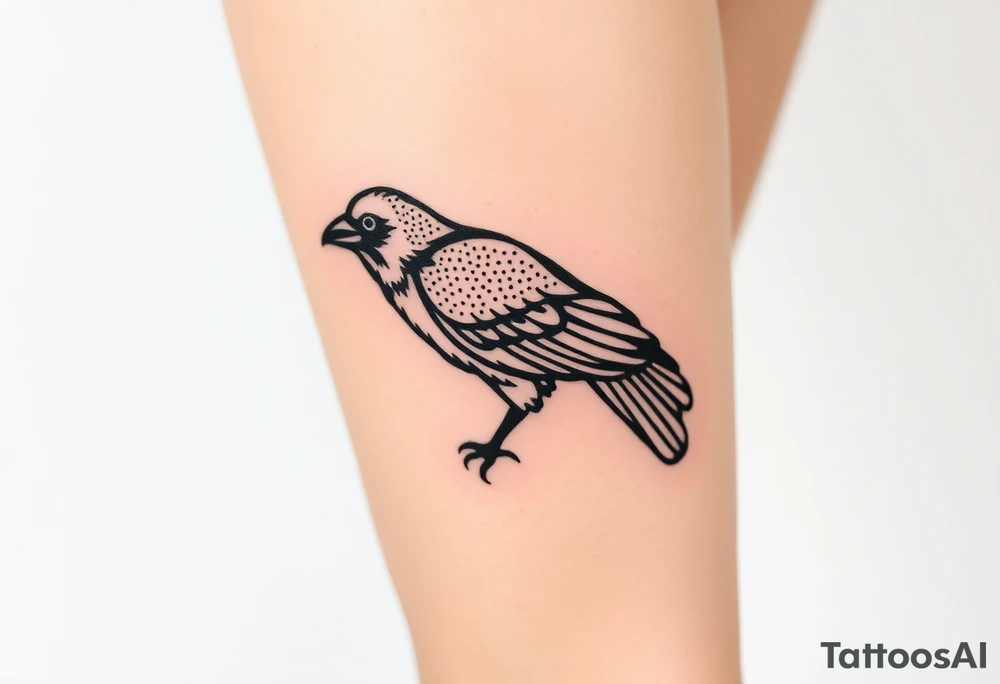 Nordic raven down leg tattoo idea
