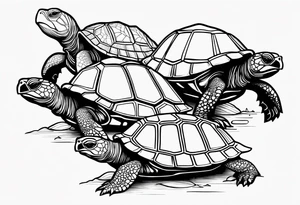2 baby turtles and two parent turtles tattoo idea