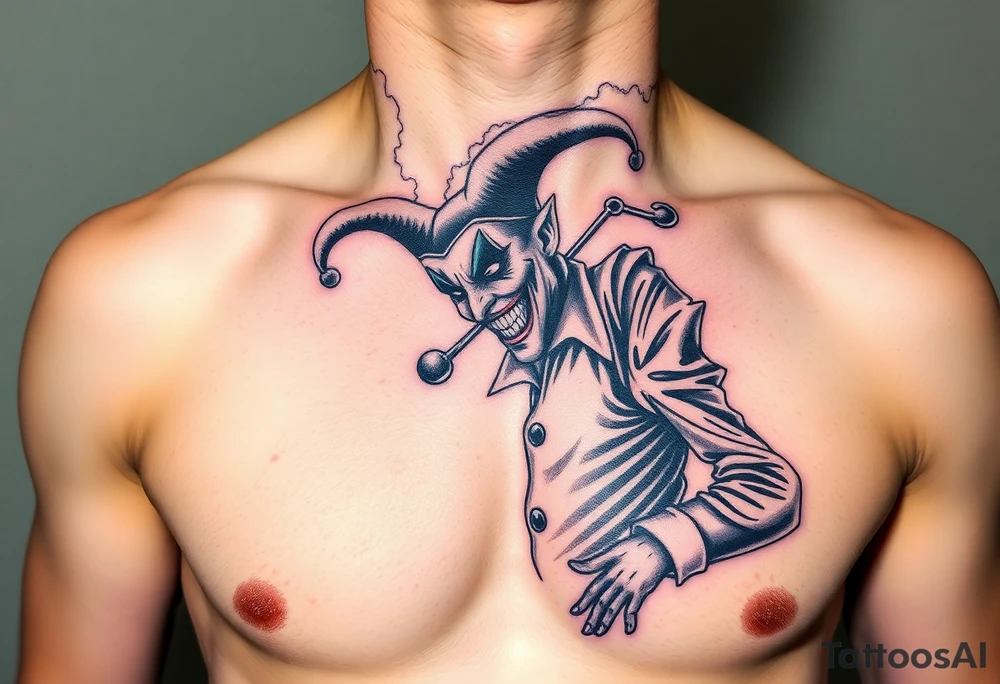 jester coming out of smoke tattoo idea