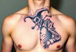 jester coming out of smoke tattoo idea
