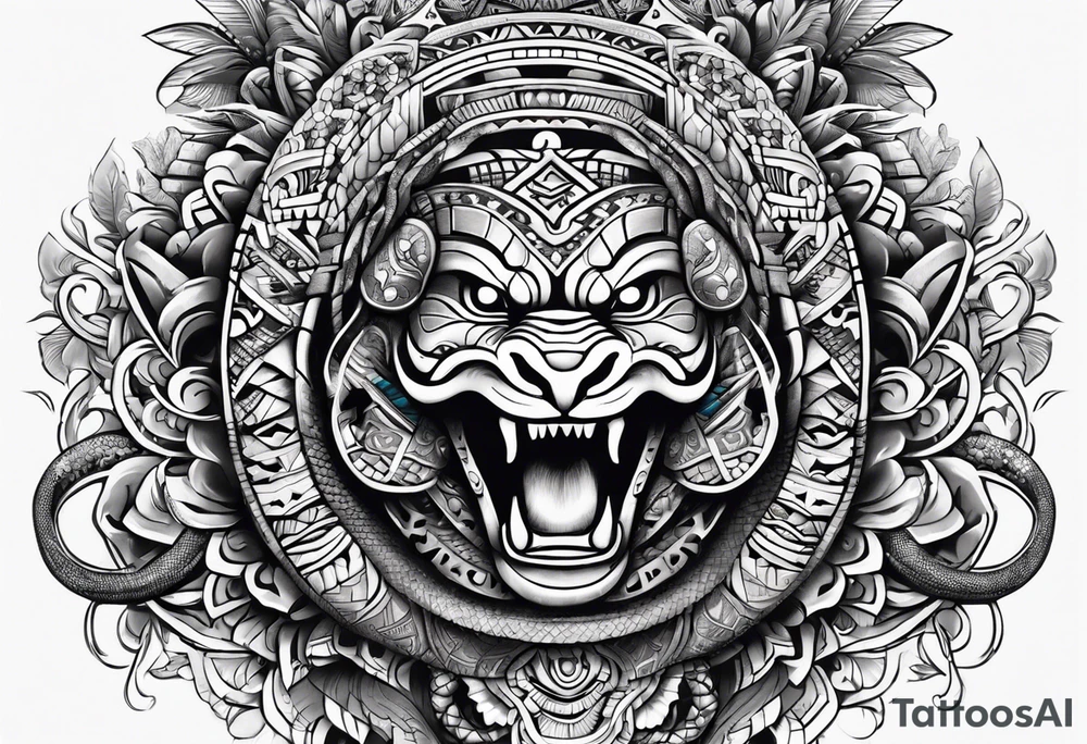 aztec snake sleeve tattoo idea