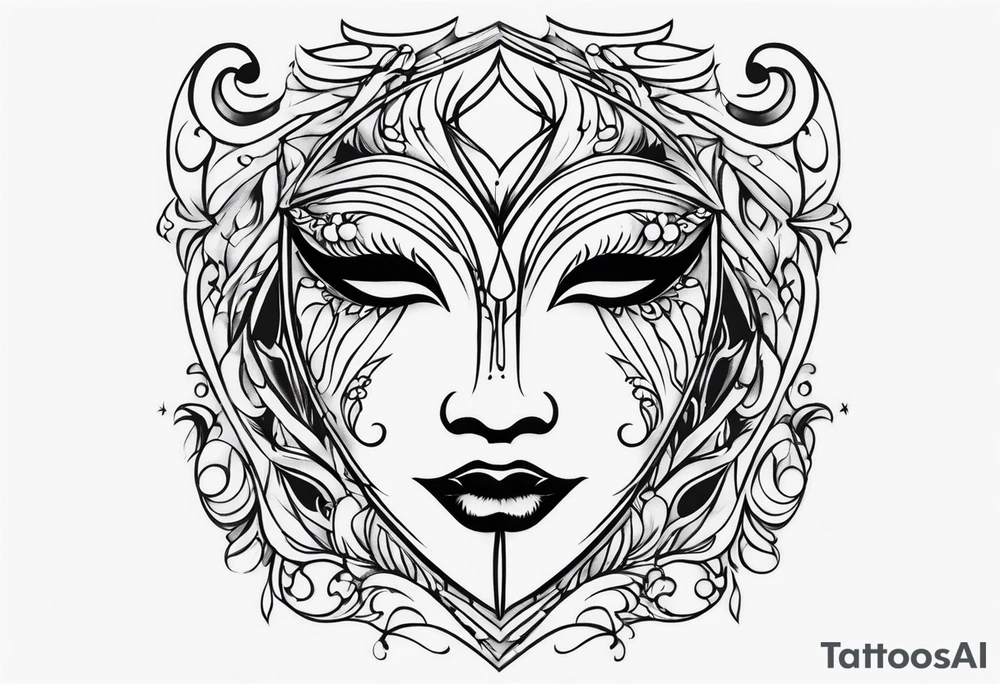 Crying masquerade face tattoo idea