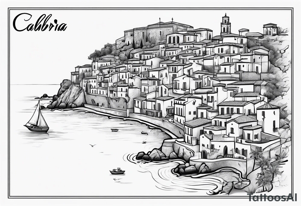 Outline of the Calabria map tattoo idea