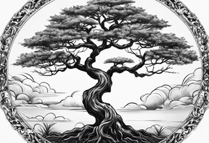 A tree with roots spreading out, symbolizing strength and grounding tattoo idea