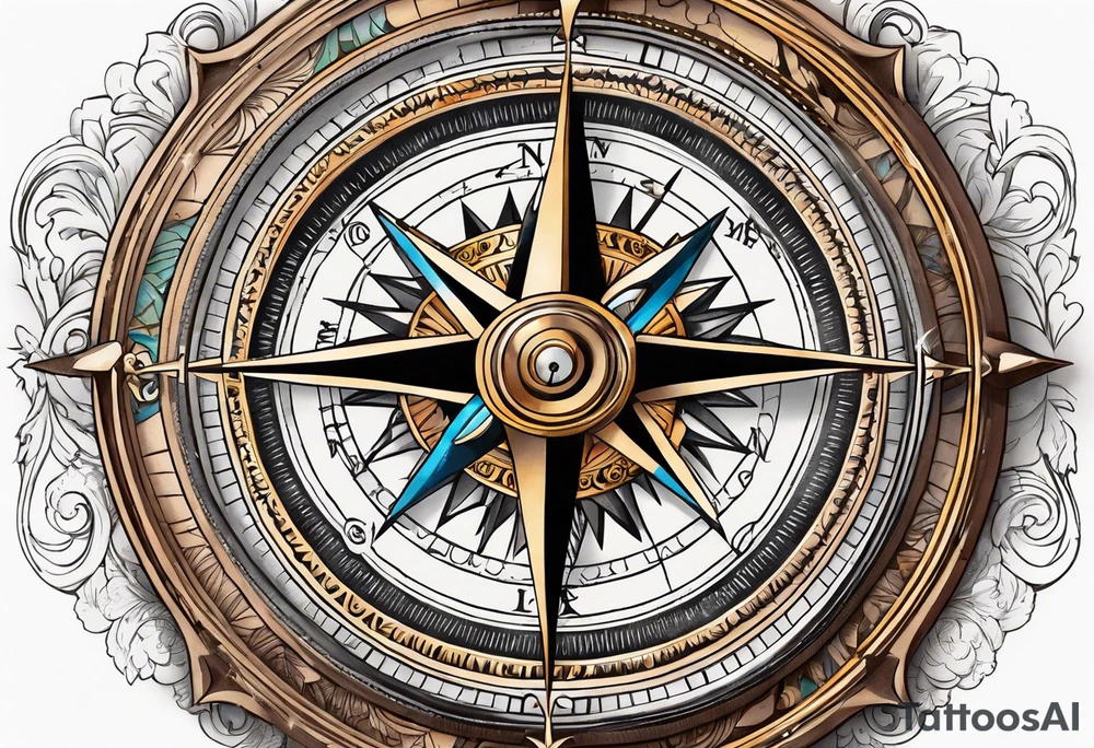 vintage compass tattoo idea