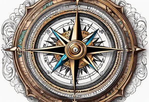 vintage compass tattoo idea