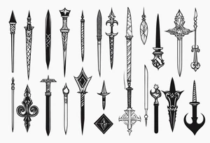 theme daggers and stilletos different designs tattoo idea