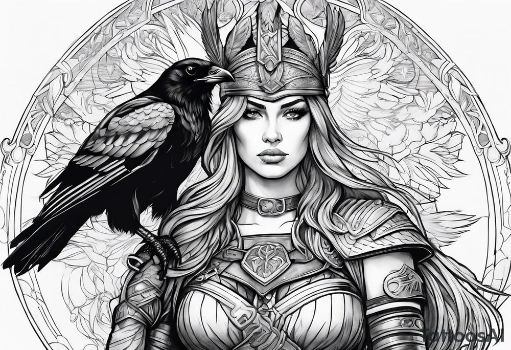 Valkyrie with a crow tattoo idea