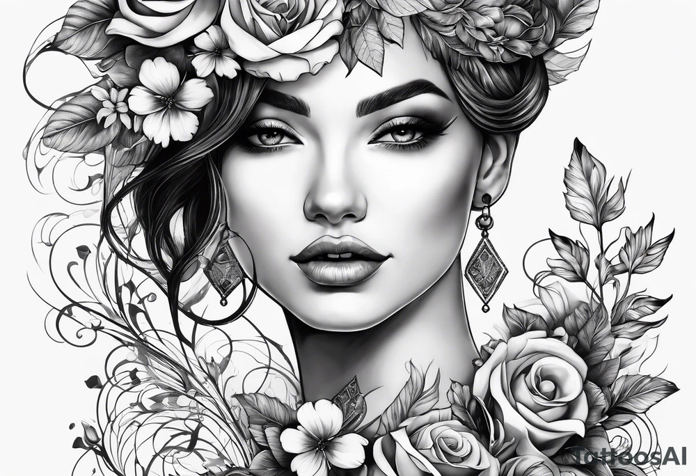 Mulher do signo de Touro, flores e livros atrás para tatuar no antebraço tattoo idea