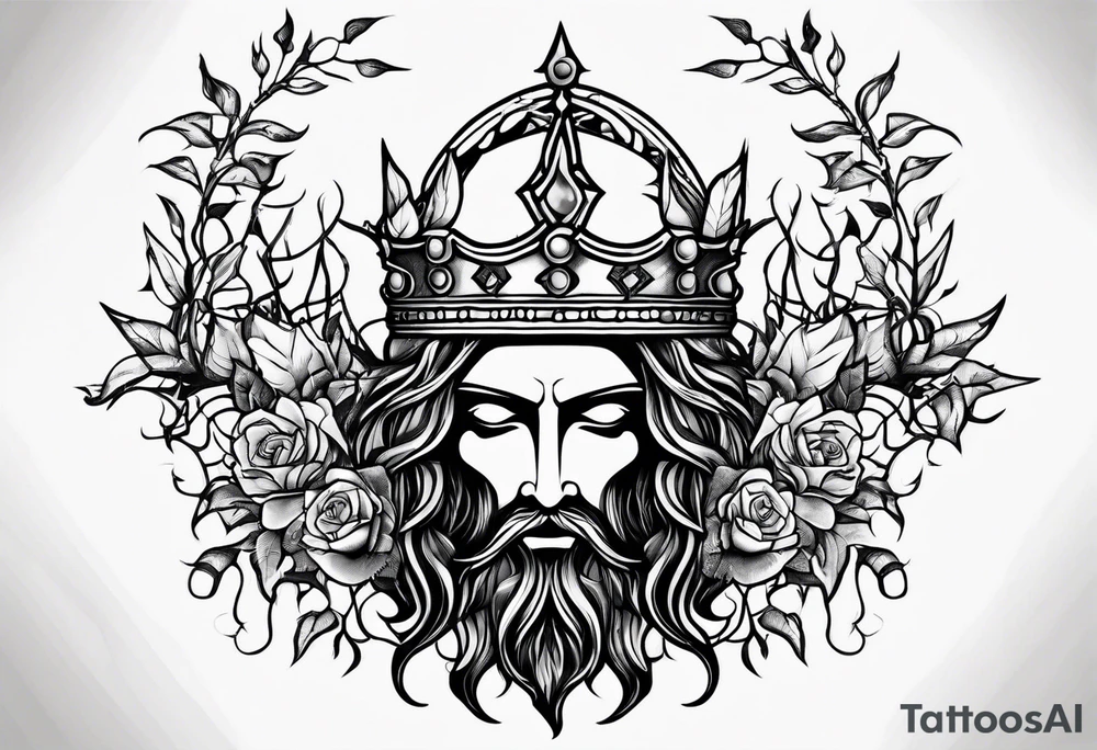 jesus rose thorn crown tattoo idea
