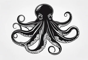 Octopus with flowing tentacles. tattoo idea