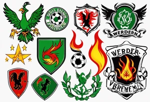 werder bremen fußball, flammen, wappen tattoo idea