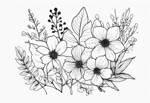 Leaves and wild flowers tattoo idea