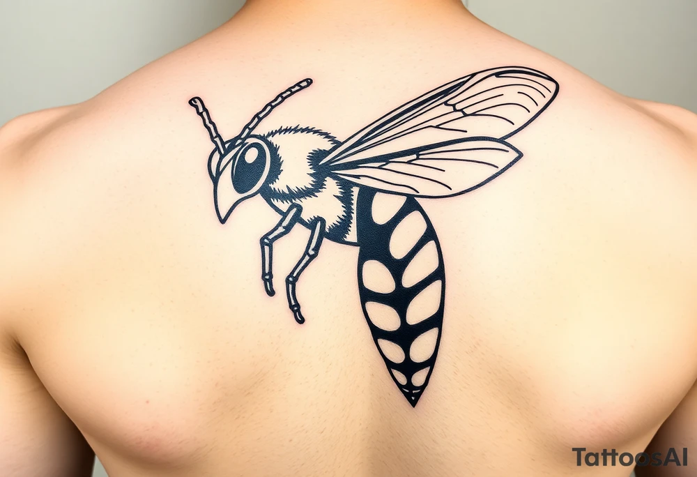 Angry hornet flying with arched body tattoo idea