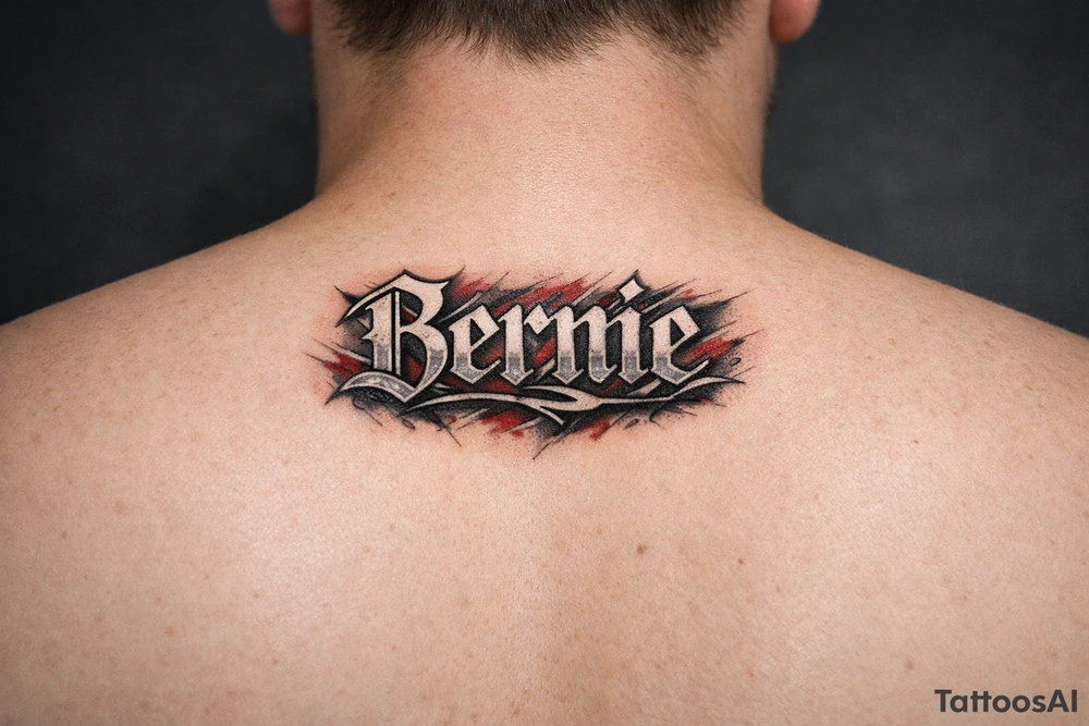 Name Bernie 
in front of neck tattoo idea