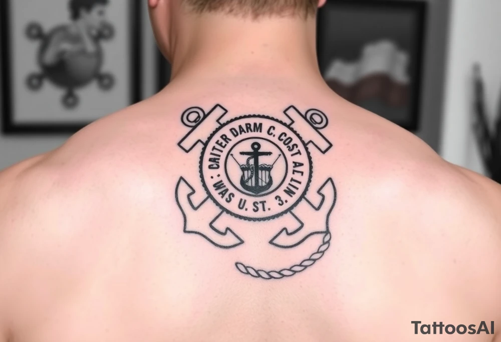 US Coast Guard auxiliary using a compass and anchor and rope tattoo idea