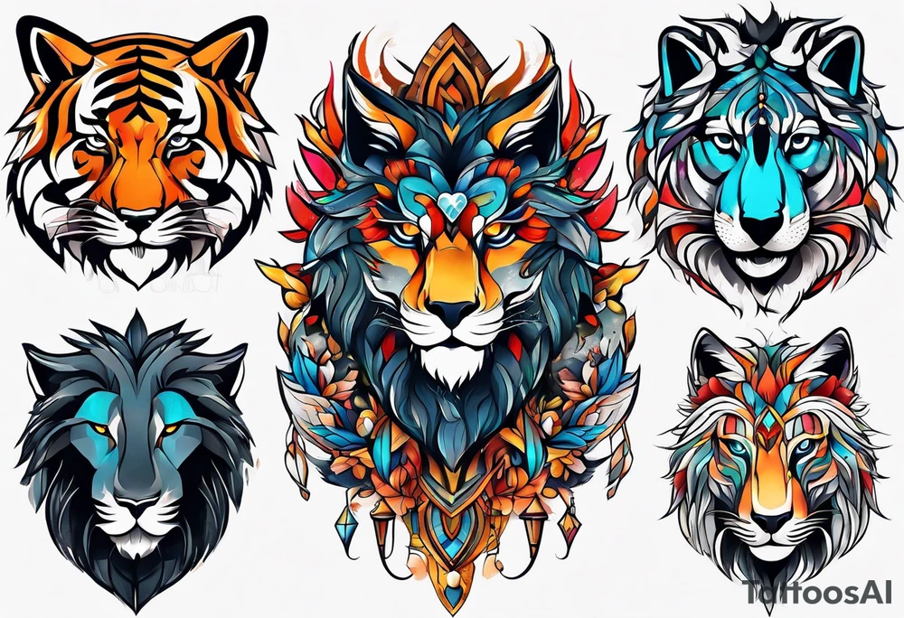 Alpha group of animals tattoo idea