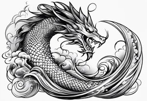 long flowing mermaid or dragon 
fan tail tattoo idea