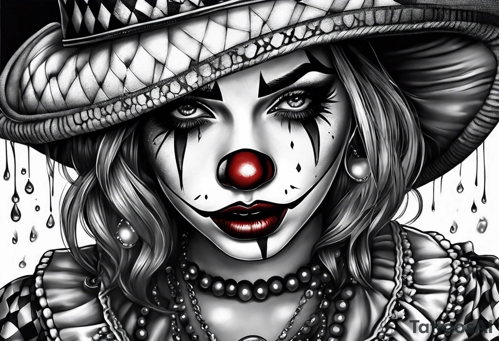 Girl clown crying tattoo idea