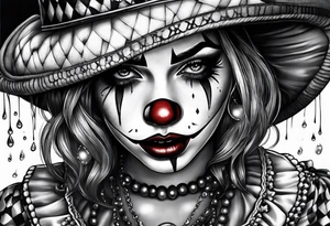 Girl clown crying tattoo idea
