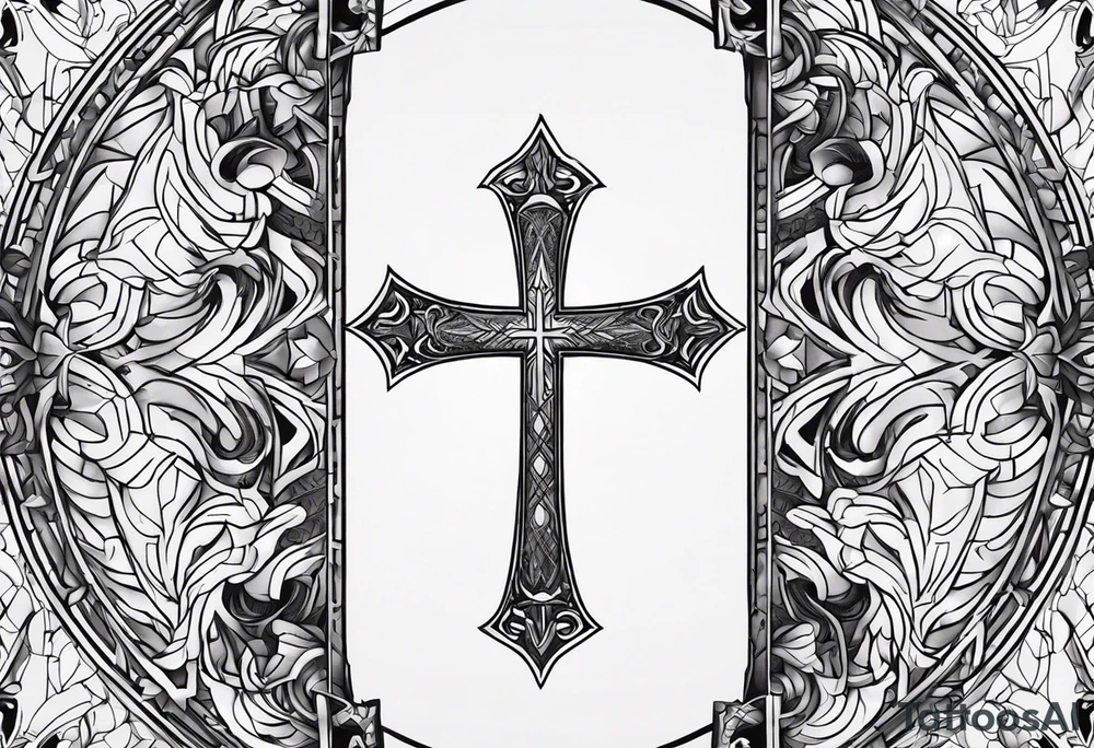 a cross on my forearm, half demon half angel tattoo idea