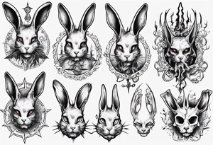 blood, satanic, rabbit tattoo idea