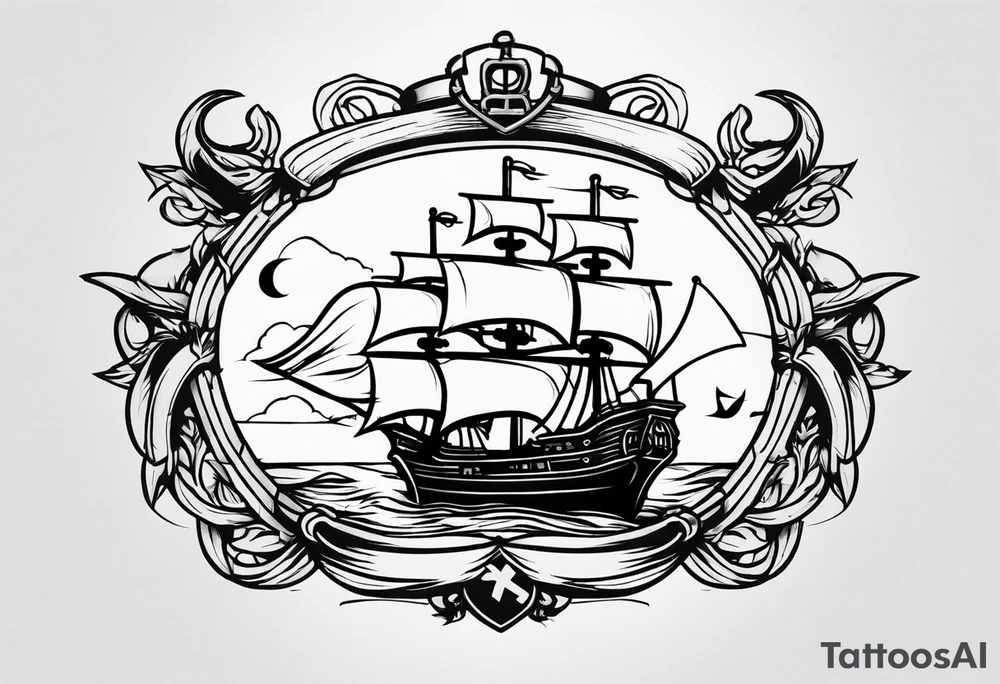 pirate ship anchor tattoo idea