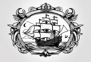 pirate ship anchor tattoo idea