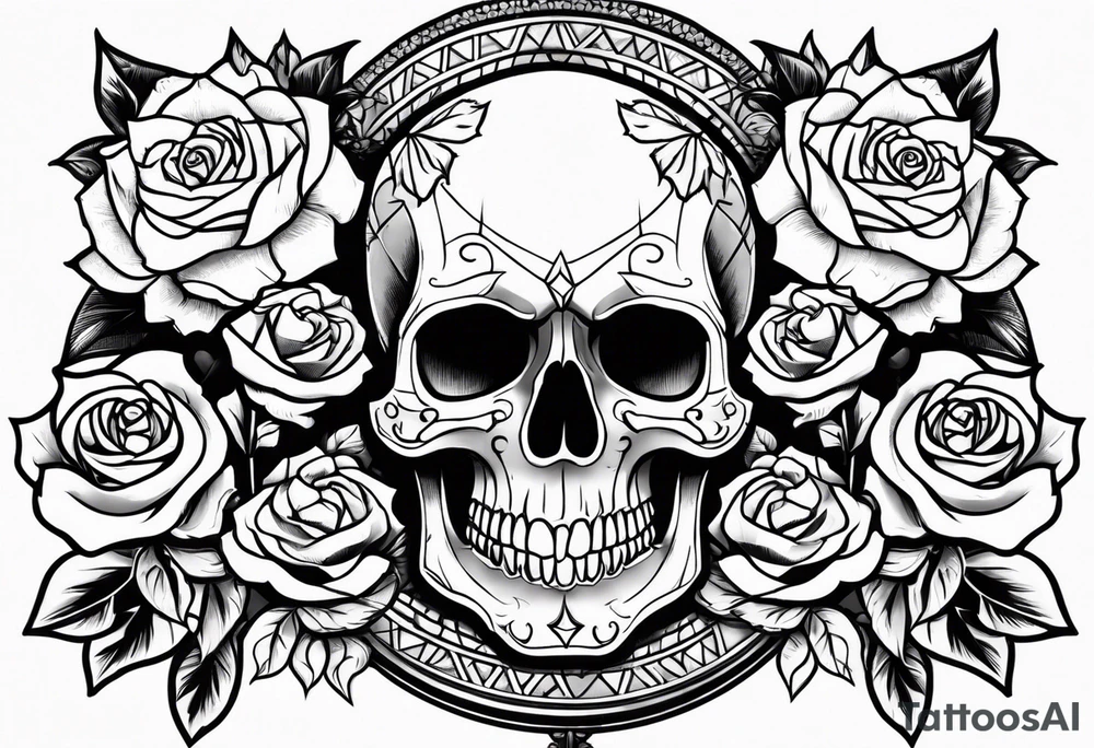 skull and roses tattoo idea