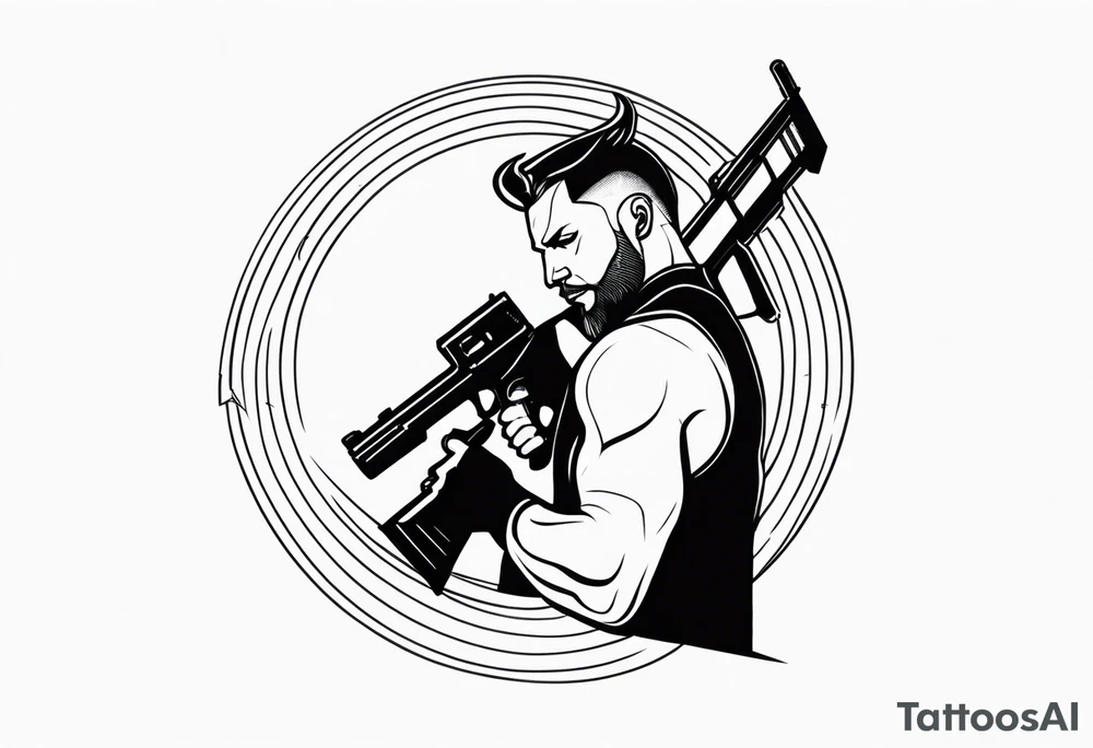 capricorn man with gun tattoo idea