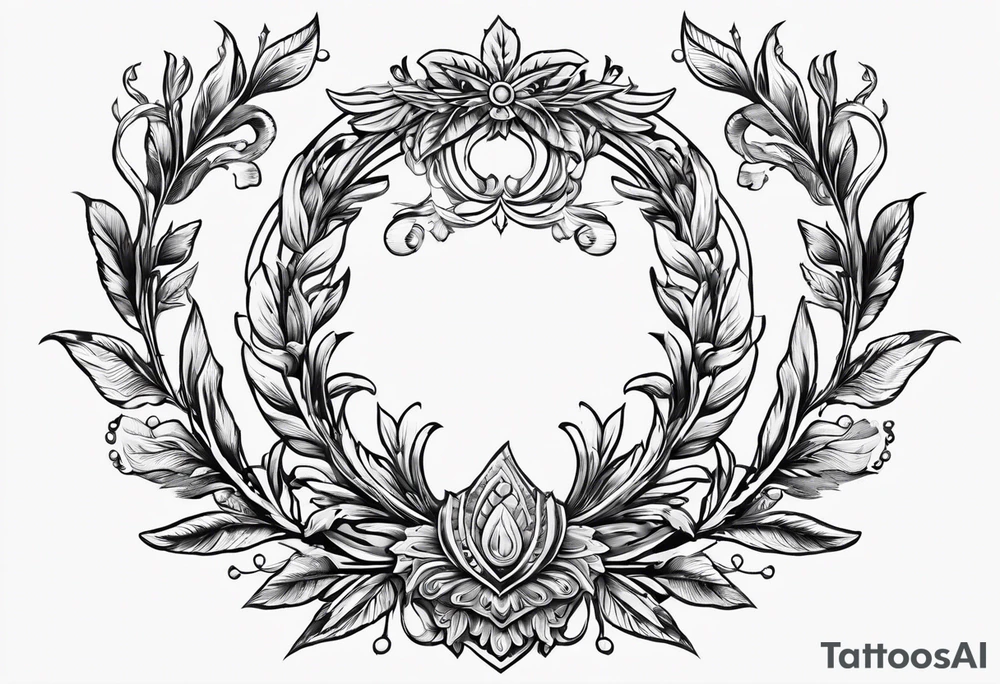 Full Greek with a laurel wreath in the middle tattoo idea
