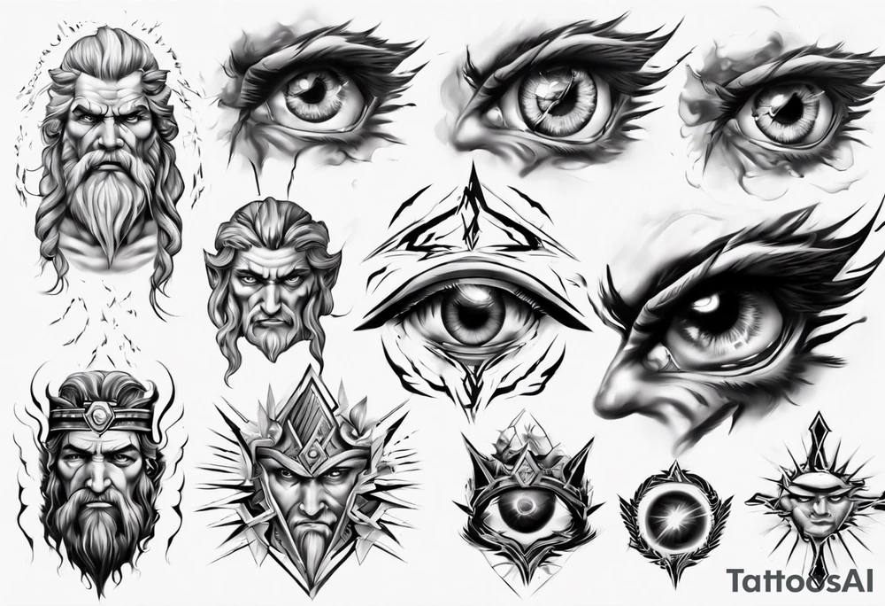 zeus lightnings in eyes tattoo idea