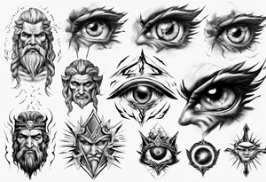 zeus lightnings in eyes tattoo idea
