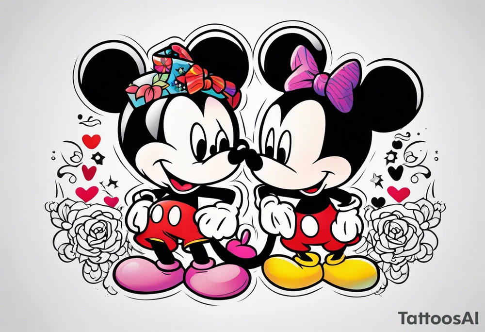 mickey and kuromi tattoo idea