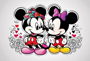 mickey and kuromi tattoo idea