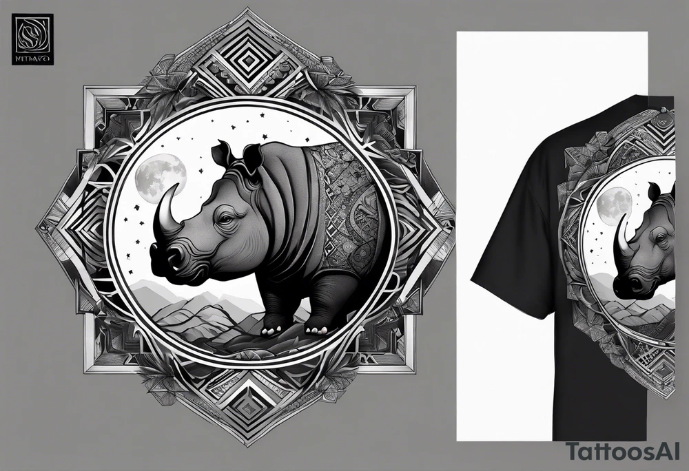 Very asymmetrical, +geometric pattern, with realistic full moon, with hippo at side look, +tribal, +geometric, +inkart , +blackwork, +grey scale, + sketch
with wintersweet flower bud, +inkart touch, +for men, detailed , combined favourite tattoo idea